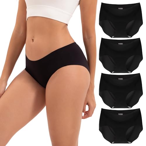 INNERSY Nahtlose Unterwäsche Damen Schwarz Slips Nahtlos Polyamid Unsichtbare Unterhose 4er Pack (L, 4 Schwarz) von INNERSY