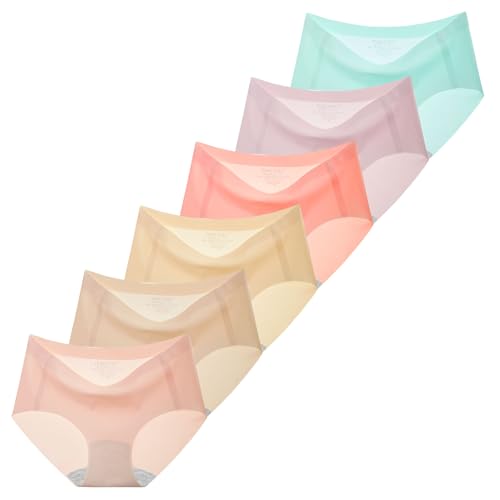INNERSY Nahtlose Unterwäsche Mädchen Hipster Unterhosen ohne Naht Pantys Polyamid Slips Mehrpack 6 (158-164, Macarons Mehrfarbig) von INNERSY