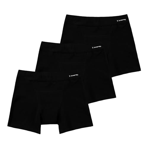 INNERSY Perioden Unterwäsche Mädchen Boxershorts Schwarz Unterhosen Baumwolle Teens 3er Pack (10-12 Jahre, Basic Schwarz) von INNERSY