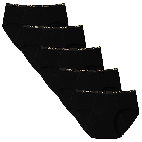 INNERSY Perioden Unterwäsche Mädchen Schwarz Menstruationsunterwäsche Kinder Pantys Baumwolle 5 Pack (10-12 Jahre, 5 Schwarz) von INNERSY