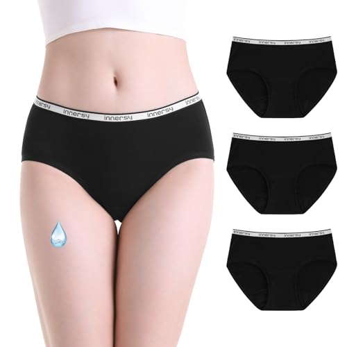 INNERSY Periodenunterschwäsche Mädchen Schwarz Menstruationsunterwäsche Leichte Blutung 3 Pack (8-10 Jahre, 3 Schwarz) von INNERSY