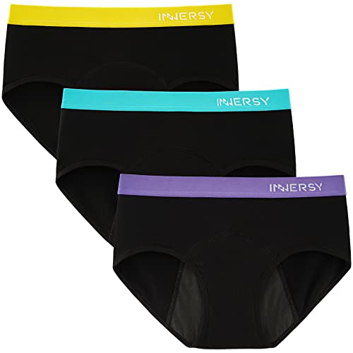 INNERSY Periodenunterwäsche Auslaufsicher Damen Period Panties Menstruation Unterwäsche 3 Schwarz (M, Buntes Schwarz) von INNERSY