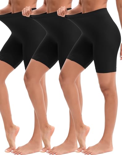 INNERSY Radlerhose Damen Schwarz Kurze Hose Unter Kleid Anti Chafing Unterziehhose Nahtlos 3 Pack (XXL/46, Schwarz) von INNERSY
