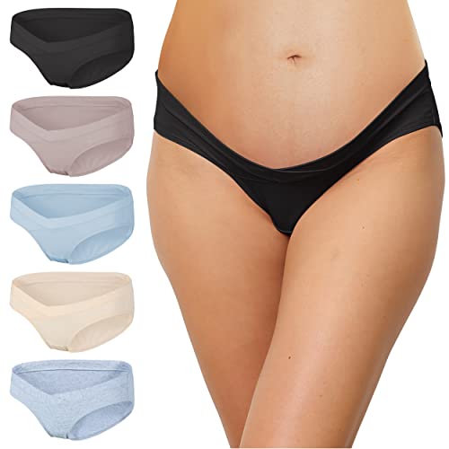 INNERSY Umstandsunterhosen Damen Schwangerschaft Unterwäsche Baumwolle Umstandsslips Mehrpack 5 (XS, Pastellfarben) von INNERSY