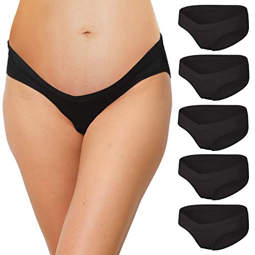 INNERSY Schwangerschafts Unterhosen Baumwolle Umstandsunterwäsche Mutterschaft Höschen 5er Pack (XXL, Schwarz) von INNERSY