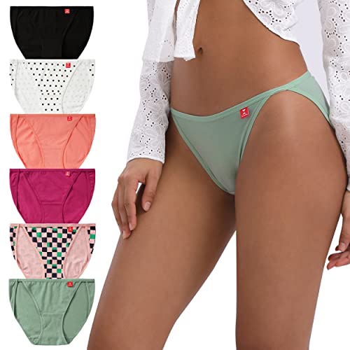 INNERSY Slip Damen Baumwolle Unterhosen Hohes Bein Hipster Unterwäsche Frauen Pantys Mehrpack 6 (L, Bunter Frühling) von INNERSY