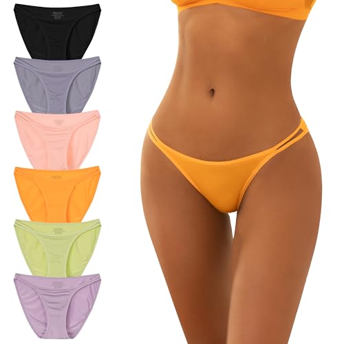 INNERSY Slip Damen Hoher Beinausschnitt Unterhosen Frauen Mikrofaser Panty Bunt Slips Mehrpack 6 (M, Klassisch Mehrfarbig) von INNERSY