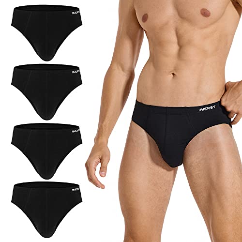 INNERSY Slip Herren Schwarz Unterhosen Männer Klassische Unterwäsche Midi Herren-Slips 4 Pack (L, 4 Schwarz) von INNERSY