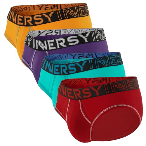 INNERSY Slip Herren Weich Männer Unterhosen Atmungsaktive Slips Sport Unterwäsche Mehpack 4 (S, Leuchtend Bunt Mehrfarbig) von INNERSY