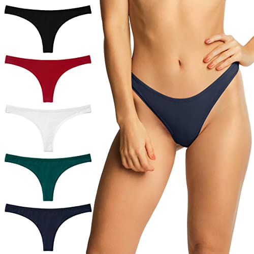 INNERSY String Tanga Damen Baumwolle Stretch Unterwäsche Frauen Strings Set Sport Tangas 5 Pack (36, Beliebt Mehrfarbig) von INNERSY