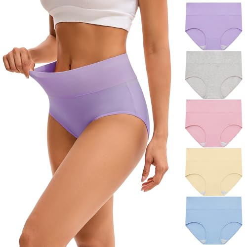 INNERSY Taillenslip Damen Baumwolle High Waist Unterhosen Frauen Slips Mehrpack Pantys 5er Pack (S, Früher Sommer) von INNERSY