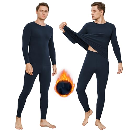 INNERSY Thermo Unterwäsche Männer Winter Funktionsunterwäsche Herren Warm Thermowäsche Set für Ski (M, Klassisches Dunkelblau) von INNERSY