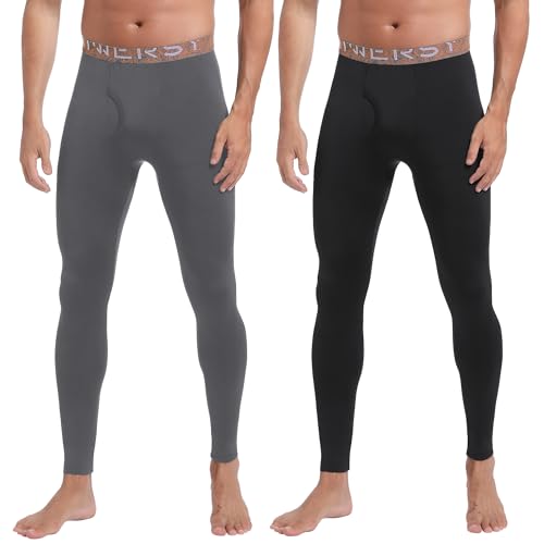 INNERSY Thermounterwäsche Herren Hose Ski Unterwäsche Winter Funktionsunterwäsche Unterteile 2 Pack (S, Grau/Schwarz) von INNERSY