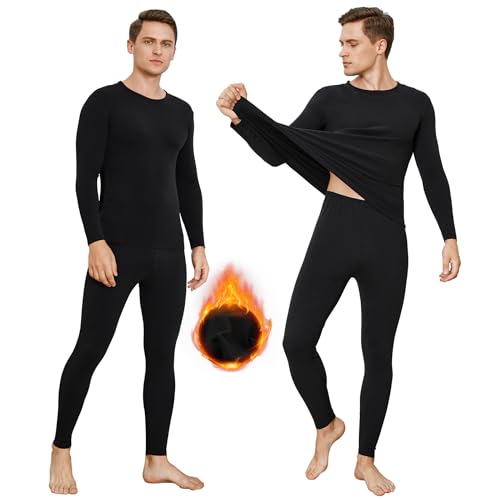 INNERSY Thermounterwäsche Herren Schwarz Skiunterwäsche Warm Set Thermo Unterwäsche Männer Winter (S, Schwarz) von INNERSY