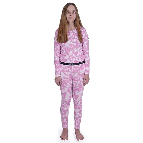 INNERSY Thermounterwäsche Mädchen Winter Skiunterwäsche Kinder Warm Ski Thermowäsche Thermals (134-146, Lila Wolken) von INNERSY