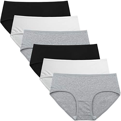 INNERSY Damen Slips Mehrpack Unterhosen Stretch Baumwolle Schwarz Weiß 6er Pack (M-EU 40, Schwarz/Weiß/Grau) von INNERSY