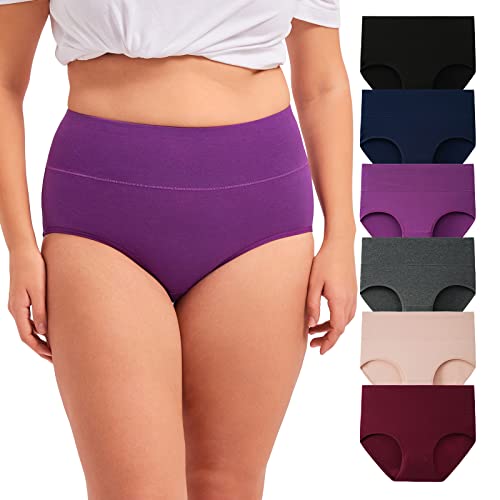 INNERSY Unterhosen Damen Baumwolle High Waist Slips Frauen Kaiserschnitt Schlüpfer Mehrpack 6 (M, 3 Grundfarben/3 Beliebte Farben) von INNERSY