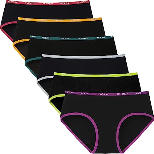 INNERSY Unterhosen Damen Baumwolle Hipster Underwear Women Damenslips Schwarz Schlüpfer 6 Pack (XL, Buntes Schwarz) von INNERSY