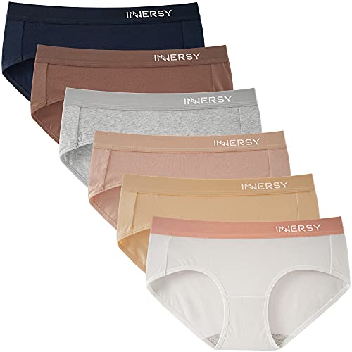 INNERSY Unterhosen Damen Baumwolle Weich Sport Slip Mehrpack Frauen Hipster Unterwäsche 6er Pack (L, Basic Mehrfarbig) von INNERSY