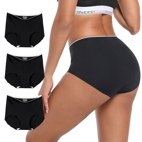 INNERSY Unterhosen Damen Nahtlos Schwarz Seamless Unterwäsche Dünn Damenslips Microfaser 3er Pack (XXL, 3 Schwarz) von INNERSY