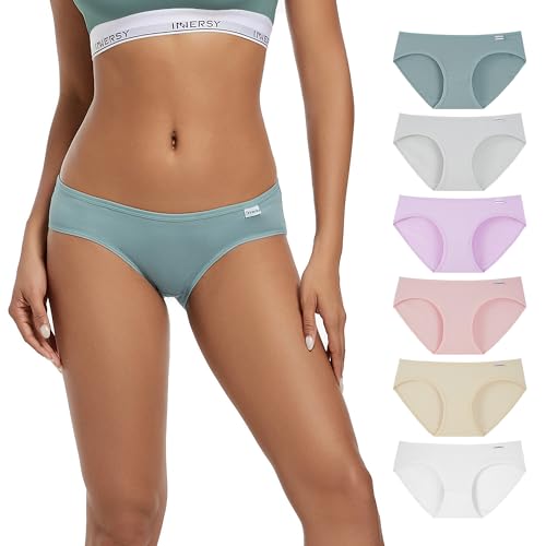 INNERSY Unterhosen Damen Niedriger Bund Slip Baumwolle Hipster Unterwäsche Frauen Pantys 6er Pack (XL, Helles Mehrfarbig) von INNERSY