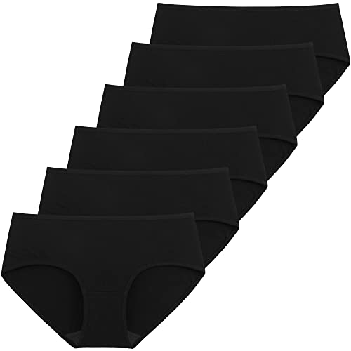 INNERSY Unterhosen Damen Schwarz Stretch Baumwolle Hipster Unterwäsche 6er Pack (S/38 EU, 6 Schwarz) von INNERSY