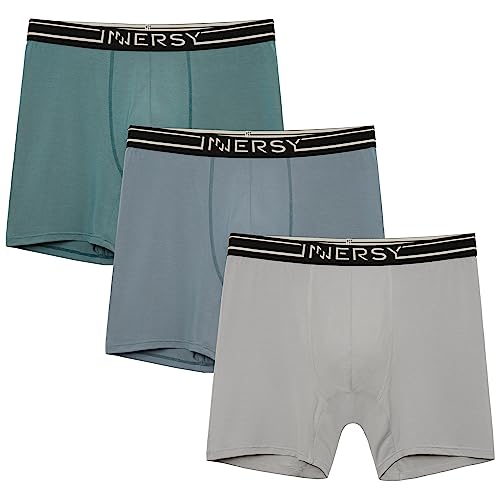 INNERSY Unterhosen Herren Mikrofaser Männer Boxershorts Schnelltrocknend Retroshorts Mehrpack 3 (XXL, Hellgrau/Hellblau/Grün) von INNERSY