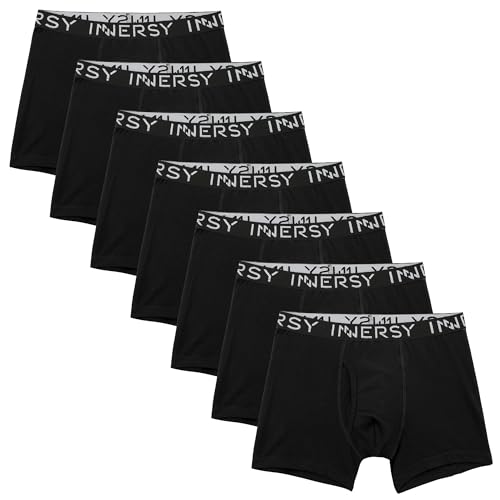 INNERSY Unterhosen Jungen Schwarz Boxershorts Baumwolle Unterwäsche Jungs Retroshorts 7er Pack (146-158, 7 Schwarz) von INNERSY