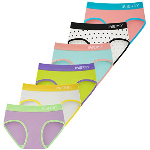 INNERSY Unterhosen Mädchen Baumwolle Unterwäsche für Teenager Atmungsaktiv Pantys Pack of 6 (8-10 Jahre, Macaron-Farbe) von INNERSY