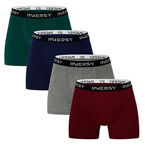 INNERSY Unterhosen Männer Boxershort mit Eingriff Lange Hipster Herren Unterwäsche Mehrpack 4 (L, Weihnachten Serie) von INNERSY