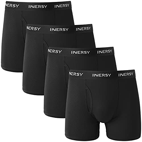 INNERSY Unterhosen Männer Mesh Boxershorts Herren mit Eingriff Schwarze Netz Retroshorts 4er Pack (S, Schwarz) von INNERSY