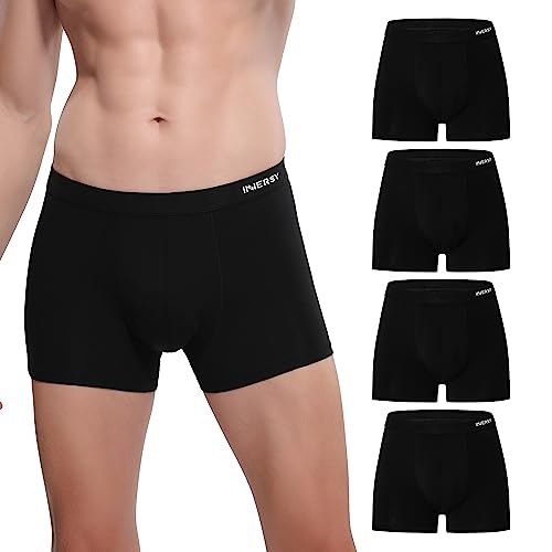 INNERSY Unterhosen Männer Schwarz Boxershorts Herren Nahtlose Unterwäsche Sport Trunks 4er Pack (L, 4 Basic Schwarz) von INNERSY