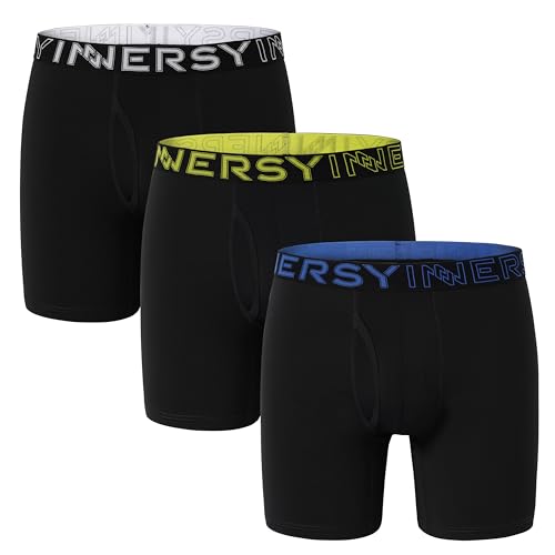 INNERSY Unterhosen Männer Schwarz Boxershorts Herren Schnelltrocknende Retroshorts 3er Pack (L, 3 Schwarz) von INNERSY