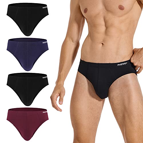 INNERSY Unterhosen Männer Slip Weich Unterwäsche Herren mit 3D Beutel Slips Bunt Mehrpack 4 (M, 2 Schwarz/Dunkelrot/Marine) von INNERSY