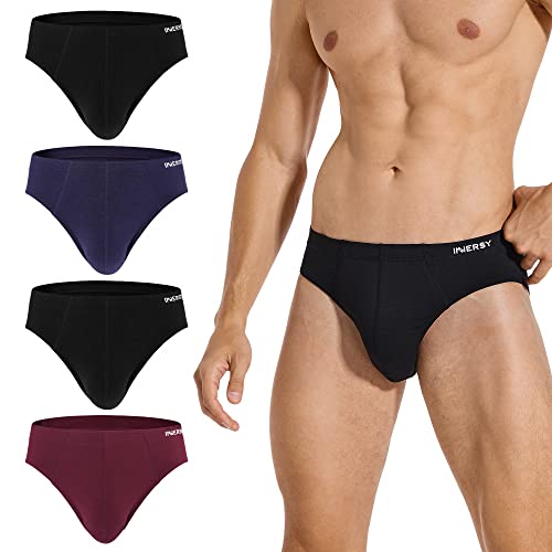 INNERSY Unterhosen Männer Slip Weich Unterwäsche Herren mit 3D Beutel Slips Bunt Mehrpack 4 (XXL, 2 Schwarz/Dunkelrot/Marine) von INNERSY