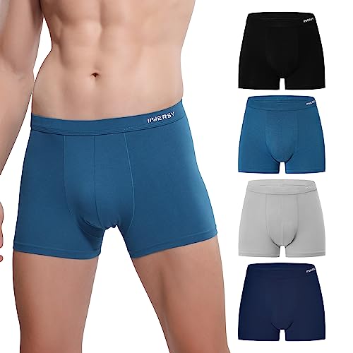 INNERSY Unterhosen Männer ohne Naht Herren Boxershorts Seamless Retroshorts Unterwäsche 4 Pack (M, Blau/Schwarz/Grau/Marineblau) von INNERSY