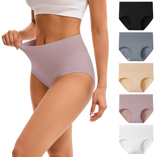 INNERSY Unterwäsche Damen Set Unterhosen Baumwolle Panty Wochenbett High Waist Panties Mehrpack 5 (XS, Mehrfarbig Klassiker) von INNERSY