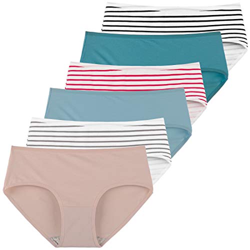 INNERSY Unterwäsche Damen Set Stretch Baumwolle Panties Streifen Slips 6er Pack (S/38 EU, Mehrfarbig Streifen) von INNERSY