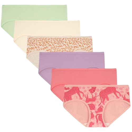 INNERSY Unterwäsche Mädchen Pantys Baumwolle Unterhosen Teens Weicher Slips Teenager 6er Pack (XL(Mädchen 14-16 Jahre alt), 4 Unifarben / 2 Leopard) von INNERSY