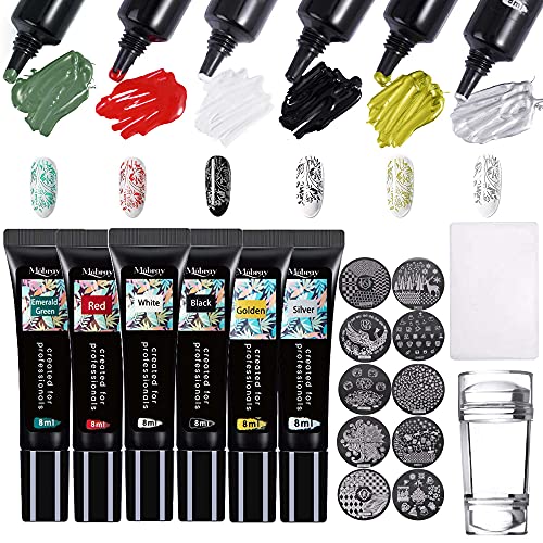 Stempel uv nagellack set mit Stempeln uv Gel Nagellack, Stempeln Nagelgellack Set Nageldruck Stempelwerkzeug Nagelprägung lattenstempel Nail Stamp gel nägel Gelfarbe für Nägel Art UV Nagellack von INNICON