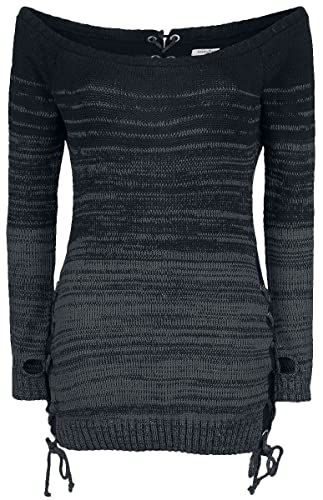 INNOCENT Thena Top Frauen Strickpullover schwarz/grau M 100% Polyacryl Gothic, Rockwear von INNOCENT