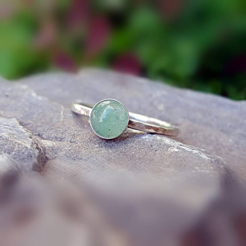 Aventurin-Ring, Grüner Stein-Ring, Aventurin-Ring Sterling Silber, Stein-Ring von INNOCENTIJEWELRY