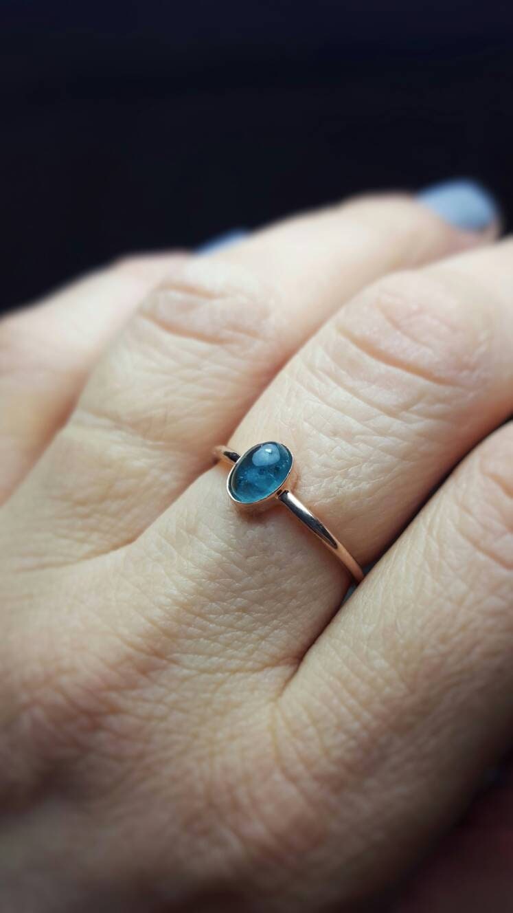 Blauer Turmalin-Ring, Indicolit-Turmalin-Ring, Indicolit-Schmuck, Blauer Edelstein-Schmuck von INNOCENTIJEWELRY