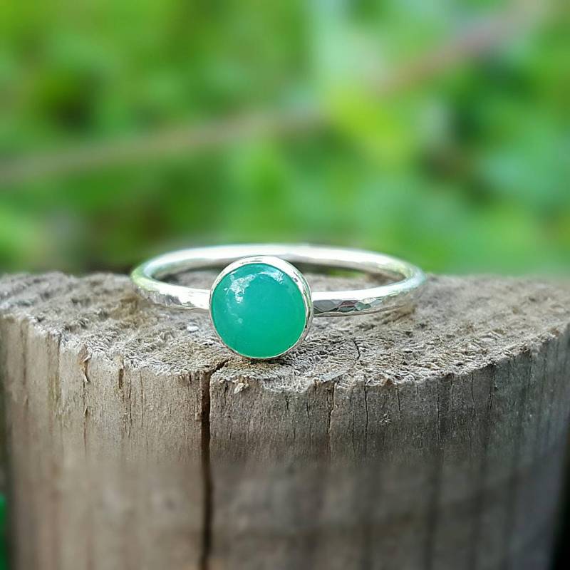 Chrysopras-Ring, Grüner Edelstein-Ring, Chrysopras-Edelstein-Ring, Chrysopras-Silberring von INNOCENTIJEWELRY