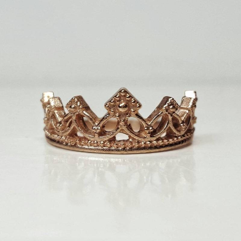 Kronenring Rosegold Tiara Ring Prinzessinenring Krone Minimalist Midi Prinzessinnenring Sterling Silber Braut von INNOCENTIJEWELRY