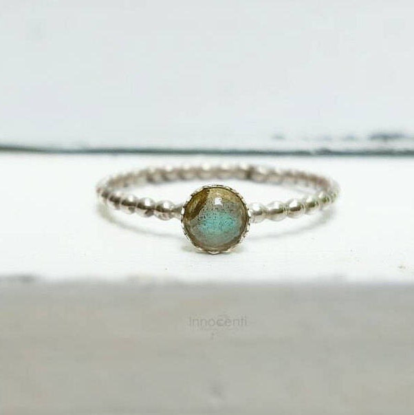 Labradorit Ring Schmuck Silber Edelstein Statement Ringe Blauer von INNOCENTIJEWELRY