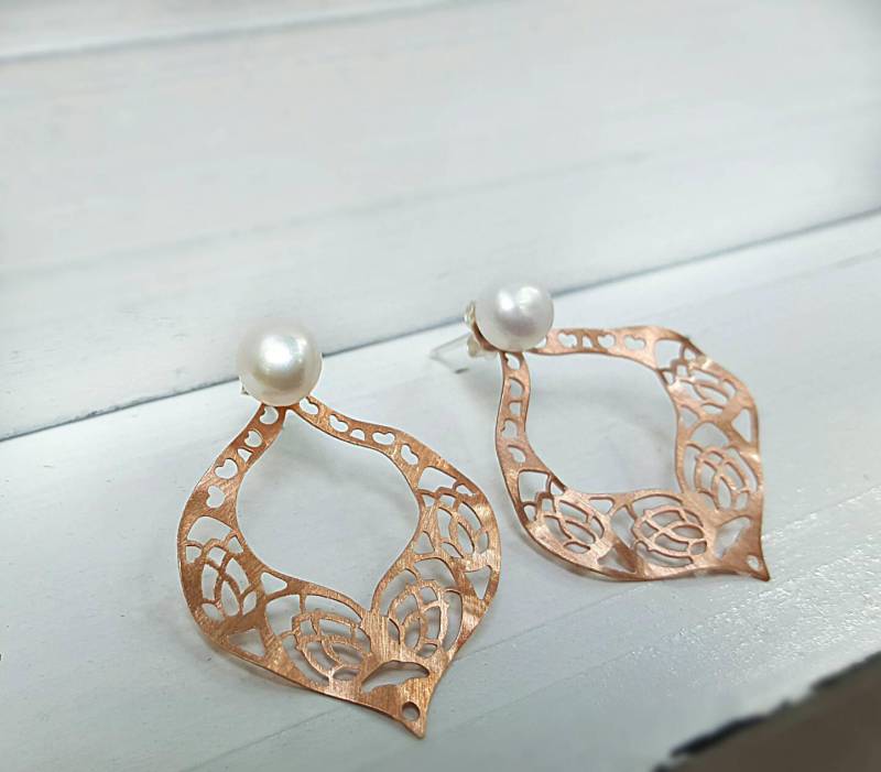 Perlen-Ohrjacke-Ohrring, Ohrjacke Silber Vorne Und Hinten Ohrringe, Perlen-Ohr-Manschetten-Jacken-Ohr-Manschetten-Ohrringe, Ohrstecker, Geschenk Für von INNOCENTIJEWELRY