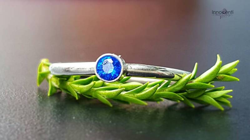 Winzige Stapelring Zirkonia Ring Silber Cz Zirkonia Silber Versprechen Verlobungsring Birthstone von INNOCENTIJEWELRY