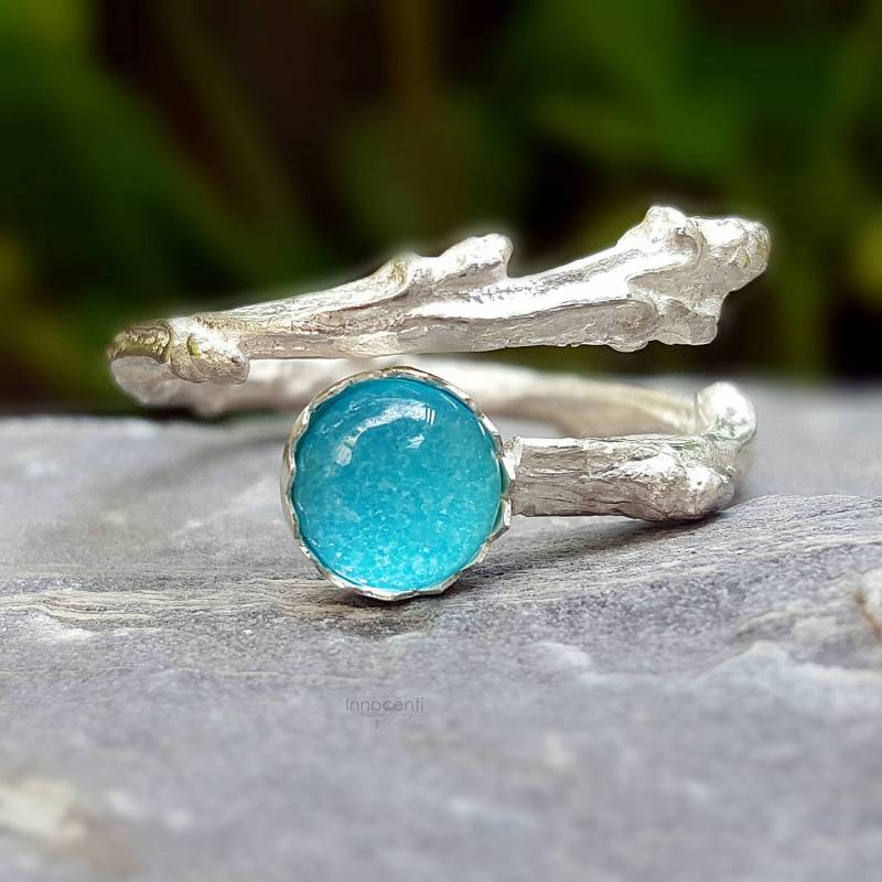 Zweigring Silberring Türkisring Verlobungsring Elfenring Bioring Alternativer Versprechen von INNOCENTIJEWELRY