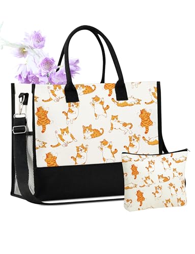 InnoBeta Orangene Katze, Geschenke für Frauen, orangefarbene Katzentasche, mit Reißverschluss oben und Schultergurt von INNObeta